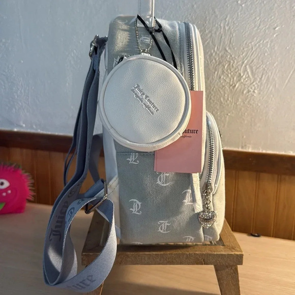 Juicy Couture “Queen of Everything” Denim Mini Backpack w/Sparkle Logo - Picture 4 of 8